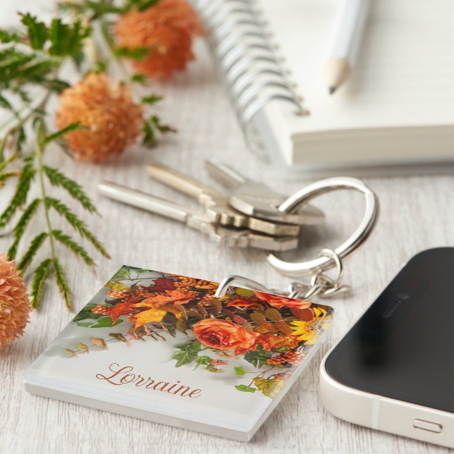 Auburn Thankfulness Floral Key Ring (Front Right)