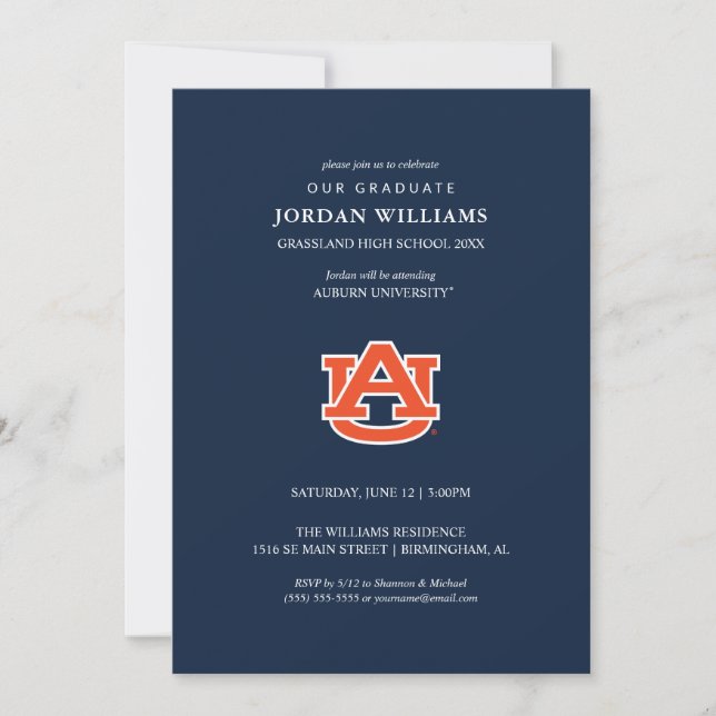 Auburn University Graduation – Auburn Tigers Announcement (Front)
