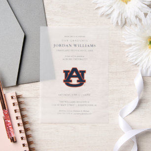 Auburn University Graduation   Auburn Tigers Vellum Invitations