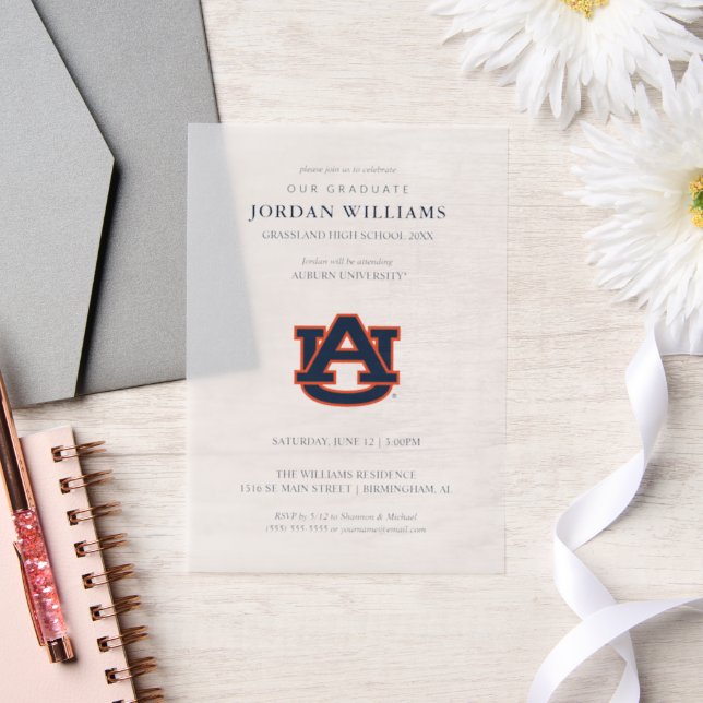 Auburn University Graduation | Auburn Tigers Vellum Invitations (Wedding)