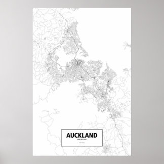 Auckland, New Zealand (black on white) Poster