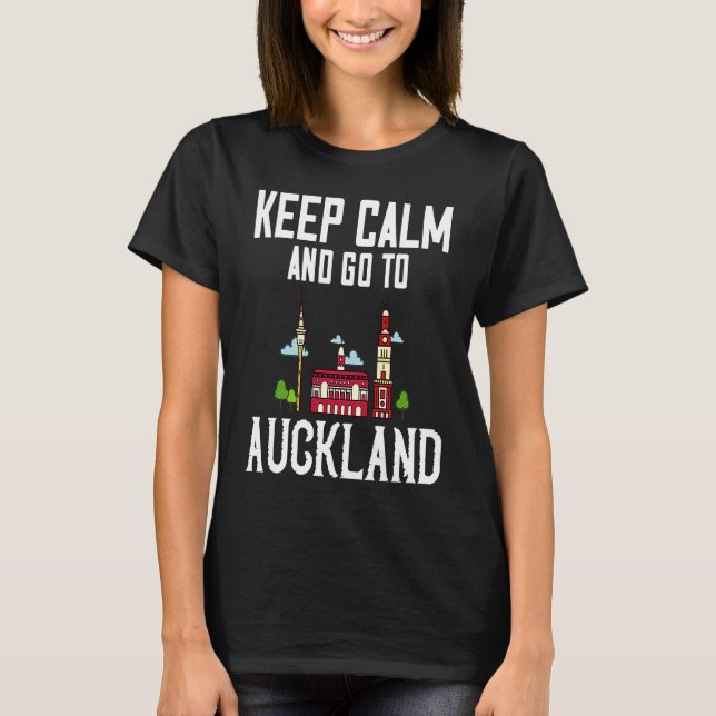 Auckland New Zealand City Skyline Map Travel T-Shirt (Front)