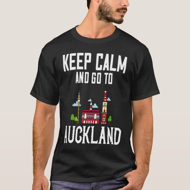 Auckland New Zealand City Skyline Map Travel T-Shirt (Front)