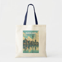 Auckland New Zealand Illustration Travel Art Retro