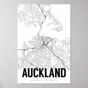 Auckland New Zealand Minimalist Map Art Poster
