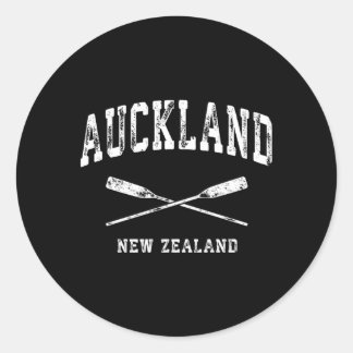Auckland New Zealand Nautical Crossed Oars Classic Round Sticker