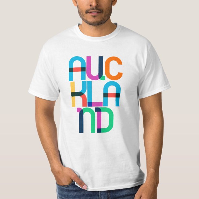 Auckland New Zealand Pop Art Letters T-Shirt (Front)