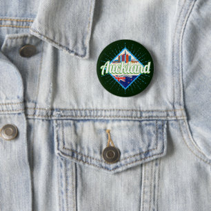 Auckland New Zealand retro skyline vintage 6 Cm Round Badge
