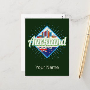 Auckland New Zealand retro skyline vintage Postcard