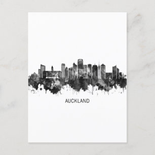 Auckland New Zealand Skyline BW Holiday Postcard