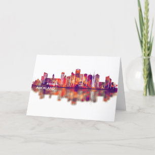Auckland New Zealand Skyline Holiday Card