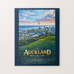 Auckland New Zealand Skyline Illustration Travel Jigsaw Puzzle