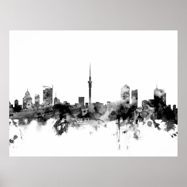 Auckland New Zealand Skyline Poster (Front)