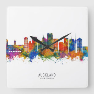 Auckland New Zealand Skyline Square Wall Clock