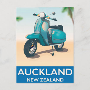 Auckland new zealand travel poster postcard