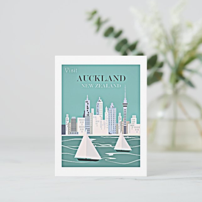 Auckland, New Zealand travel poster Postcard (Standing Front)