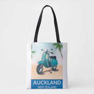 Auckland new zealand travel poster tote bag