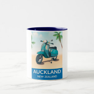 Auckland new zealand travel poster Two-Tone coffee mug