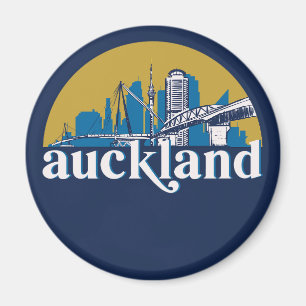 Auckland New Zealand Vintage City Skyline Magnet