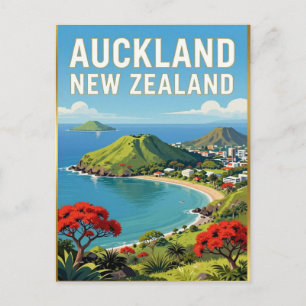 Auckland New Zealand Volcanic Coast Scene   Postcard