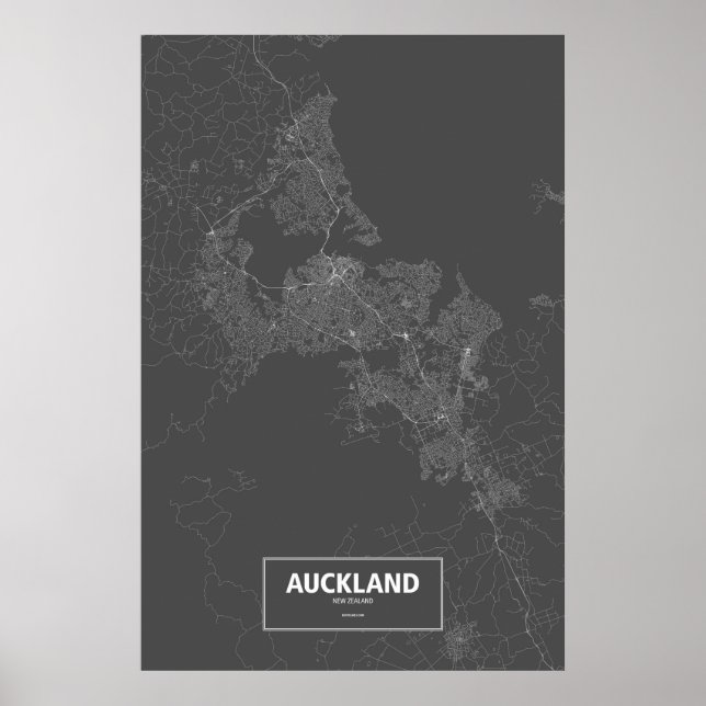 Auckland, New Zealand (white on black) Poster (Front)