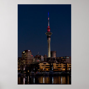 Auckland night light, Sky Tower, Poster