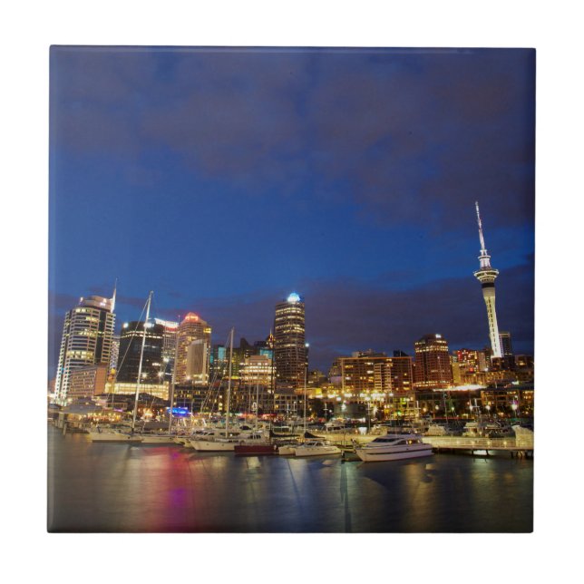 Auckland Night Skyline Tile (Front)