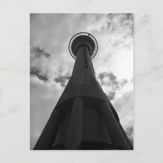 Auckland NZ Sky BW Postcard (Front)