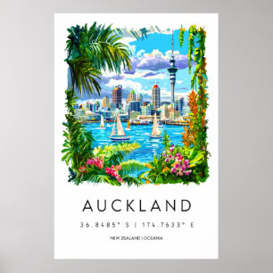 Auckland Watercolor Poster Ski National Park