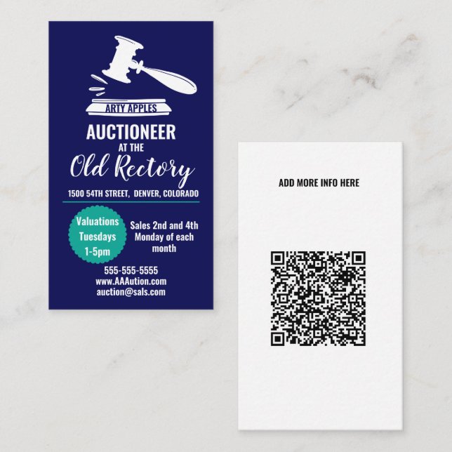 Auction auctioneer house sales gavel valuation day business card (Front/Back)