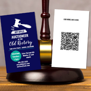 Auction auctioneer house sales gavel valuation day business card