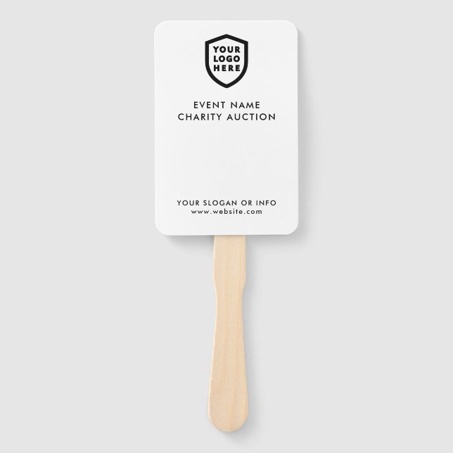 Auction Paddle | Charity Event Bid Modern Logo Hand Fan (Front)