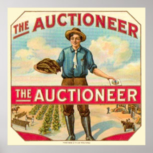 Auctioneer Vintage Cigar Label Poster