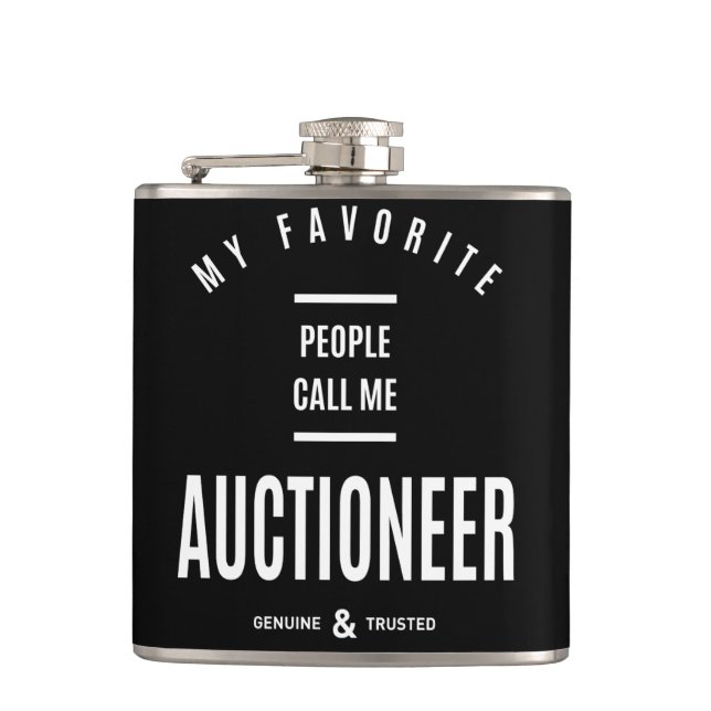 Auctioneer Work Job Title Gift Hip Flask (Front)