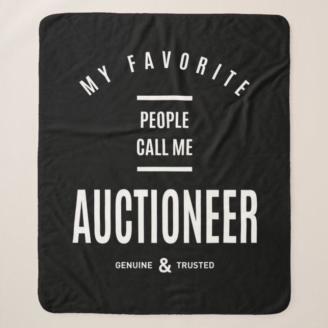 Auctioneer Work Job Title Gift Sherpa Blanket (Front)