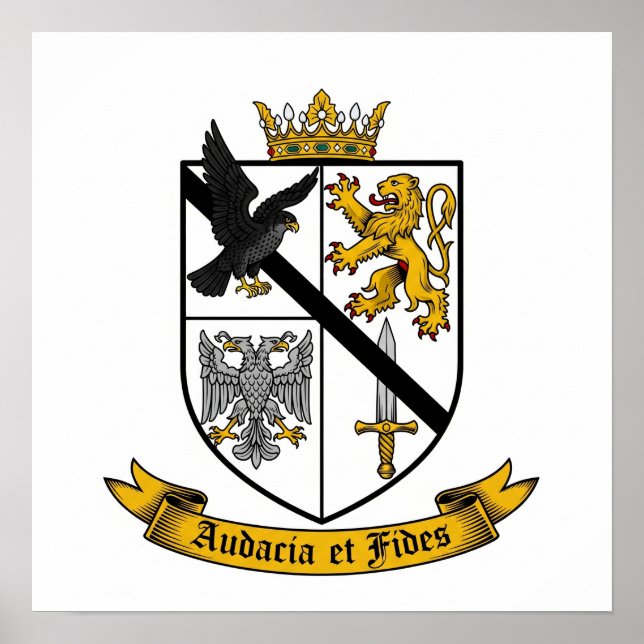 Audacia et Fides Heraldic Coat of Arms Poster (Front)