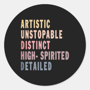 Audhd Autism Adhd Autistic Spectrum Neurodiversity Classic Round Sticker