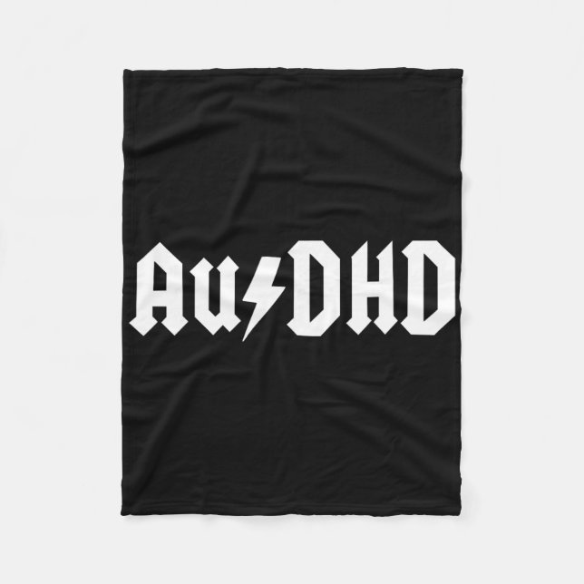 Audhd Autism + Adhd Both Neurodivergent Lightning  Fleece Blanket (Front)