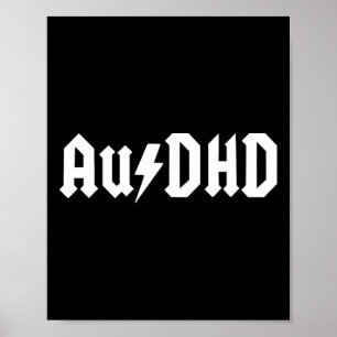 Audhd Autism + Adhd Both Neurodivergent Lightning Poster