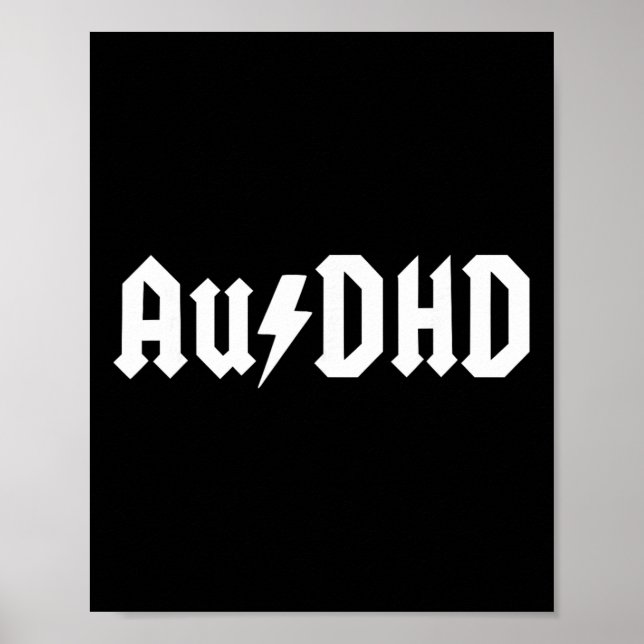 Audhd Autism + Adhd Both Neurodivergent Lightning  Poster (Front)