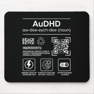 Audhd autism adhd funny neurodivergent  mouse mat