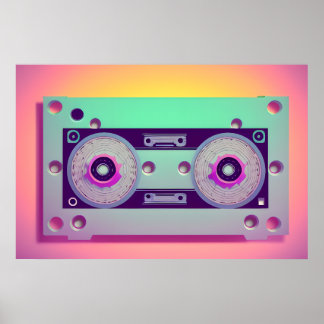 Audio cassett | Music | Retro | Digital Art |  Poster