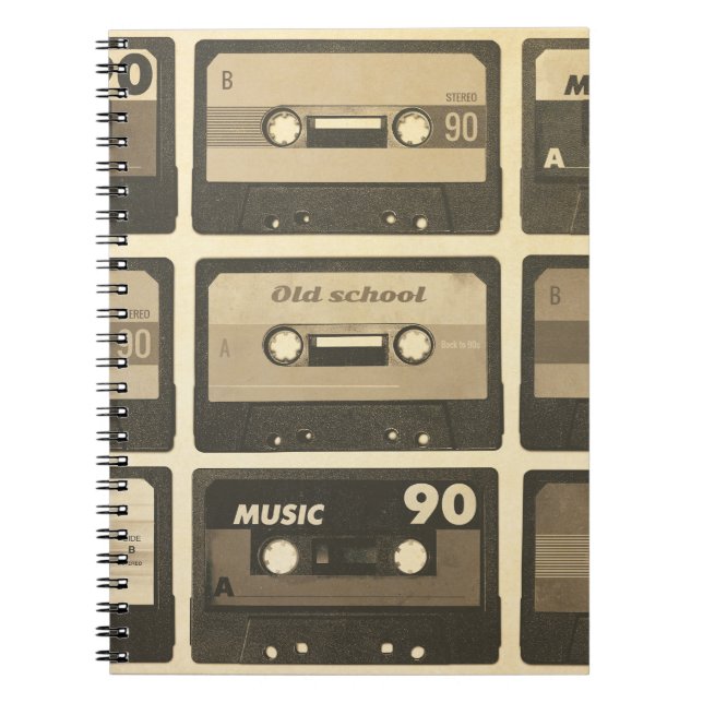 Audio Cassette, Retro Poster Hip-Hop. Notebook (Front)