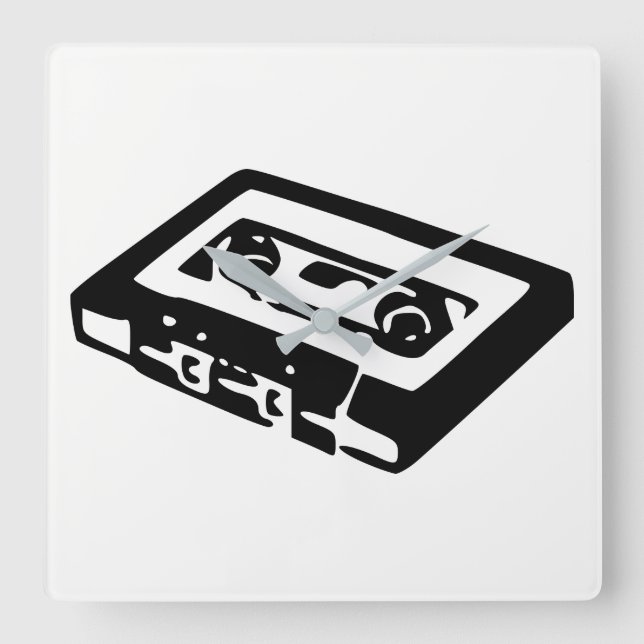 Audio Cassette Square Wall Clock (Front)