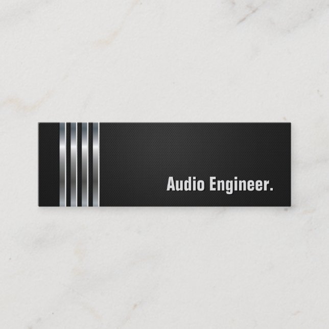 Audio Engineer - Black Silver Stripes Mini Business Card (Front)