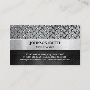 Audio Engineer - Diamond Metal Plate Business Card