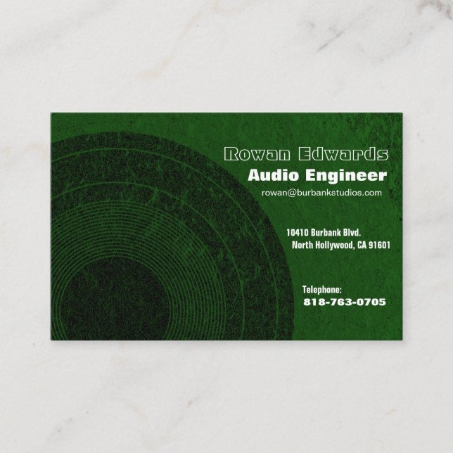Audio Engineer Euro Business Card (Front)
