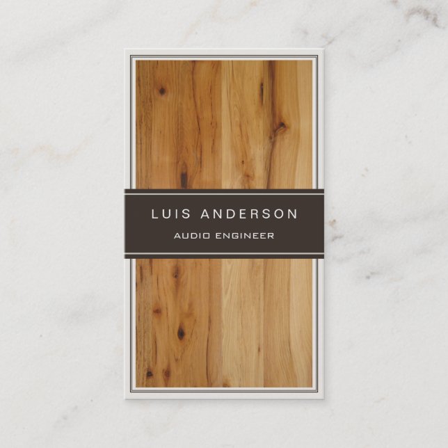 Audio Engineer - Stylish Wood Texture Business Card (Front)