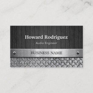 Audio Engineer - Wood and Metal Look Business Card