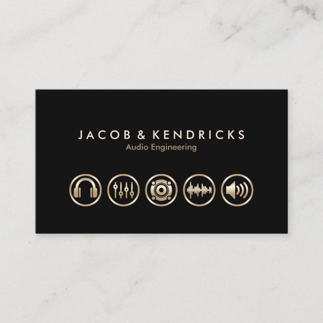 Audio Engineering Services Gold Icons BusinessCard Business Card (Front)